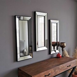 Üçlü Dekorativ Divar SALON OFİS ÇERÇEVELİ Güzgü 3A403 - Thumbnail