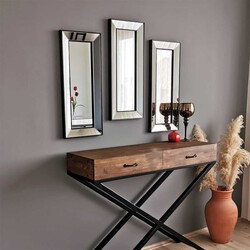 Üçlü Dekorativ Divar SALON OFİS ÇERÇEVELİ Güzgü 3A403 - Thumbnail