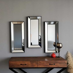 Üçlü Dekorativ Divar SALON OFİS ÇERÇEVELİ Güzgü 3A403 - Thumbnail