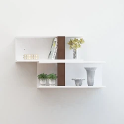 Nərgiz 2 Divar Rəfi - Ağ/Cəviz - Decoroom Collection (1)