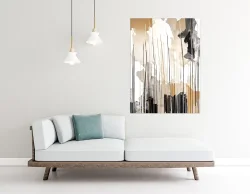 Neutral Colors Abstract Kətan Tablo TB2063 - 2