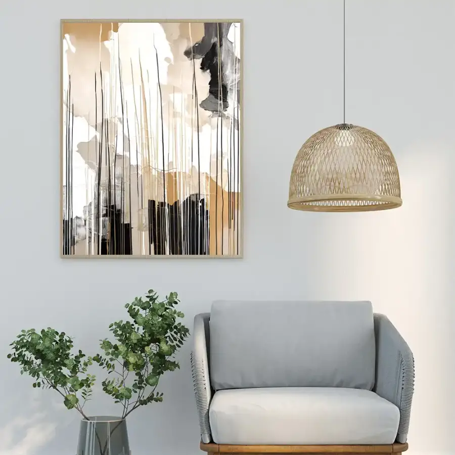 Neutral Colors Abstract Kətan Tablo TB2063 - 1