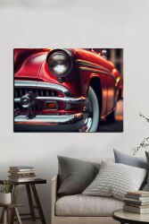 Nosttarjik Kırmızı Araba Kətan Tablo - Markaev