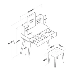 Nova Pufikli Makiyaj Masası - Ağ - Ravilla (1)