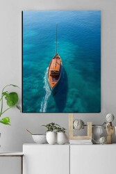 Okyanustaki Ahşap Gemi Kətan Tablo - Markaev