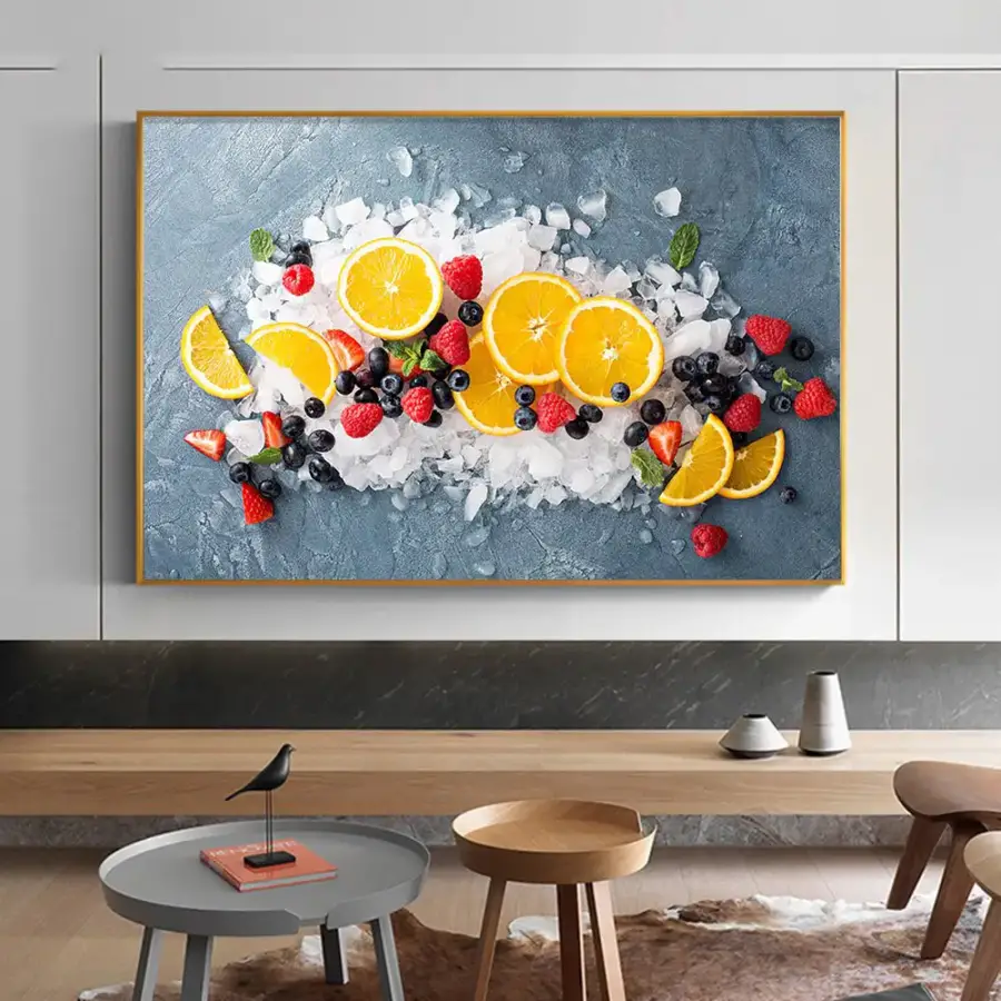 Oranges And Berries On Ice Fruits Kətan Tablo TB1483 - 4