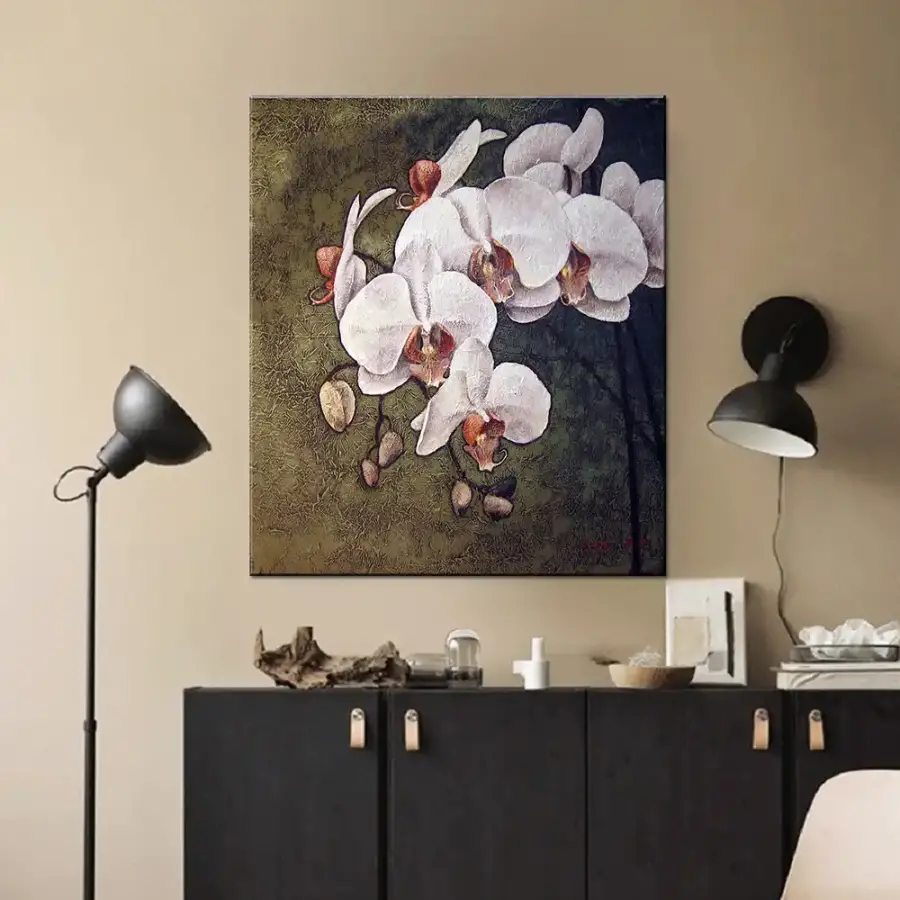 Orkide Oil Painting Kvadrat Kətan Tablo TB1298 - 1