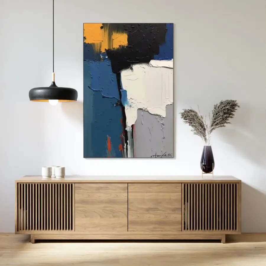Painting Blue White Kətan Tablo TB2048 - 1