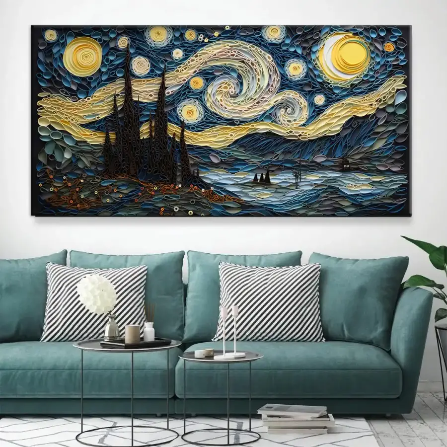 Painting Starry Night with Sky Kətan Tablo TB2015 - 1