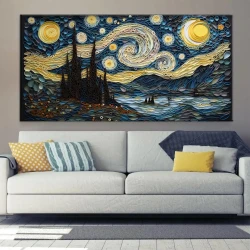 Painting Starry Night with Sky Kətan Tablo TB2015 - 2