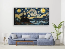Painting Starry Night with Sky Kətan Tablo TB2015 - 3