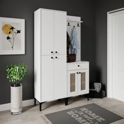 Paris Həsirli Ayyaqqabı və Dəhliz Dolabı - Ağ - Venatto (1)