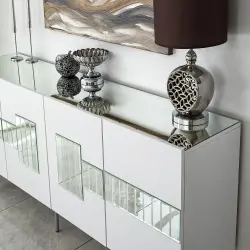 Paris Konsol Güzgü Dekorlu - Gümüş Ayaq - 8