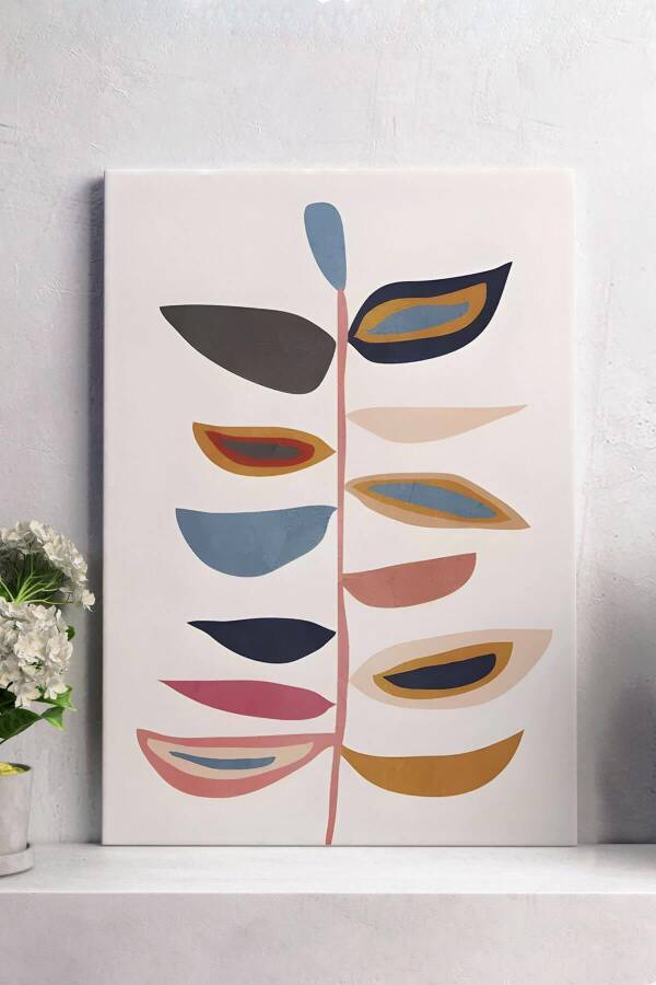 Pastel Damgalı Yapraklar Kanvas Tablo - 2