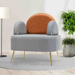 Petra Berjer Kreslo Qara Kazayağı Naxışlı Dəri Arxalıq - Zemhome (1)