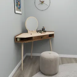 Phoenix Makiyaj Masası - Cəviz/Krem - Decoroom Collection (1)