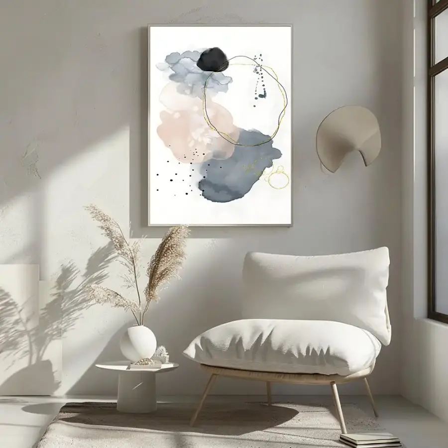 Pink Abstract Minimalist Art Kətan Tablo TB2072 - 1