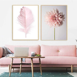 Pion Flower Pink 2'li Kətan Tablo Seti - Tabloshop