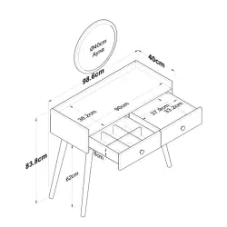 Platin Güzgülü Makiyaj Masası - Ağ/Meşə - Ravilla (1)