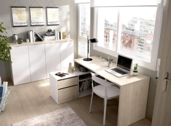 Plaza Çalışma Masası - Ağ/Meşə - Decoroom Collection (1)