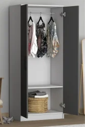 Point 2 Qapılı Geyim Dolabı - Antrasit/Ağ - 3