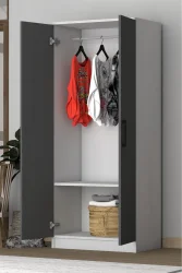 Point 2 Qapılı Geyim Dolabı - Antrasit/Ağ - 4