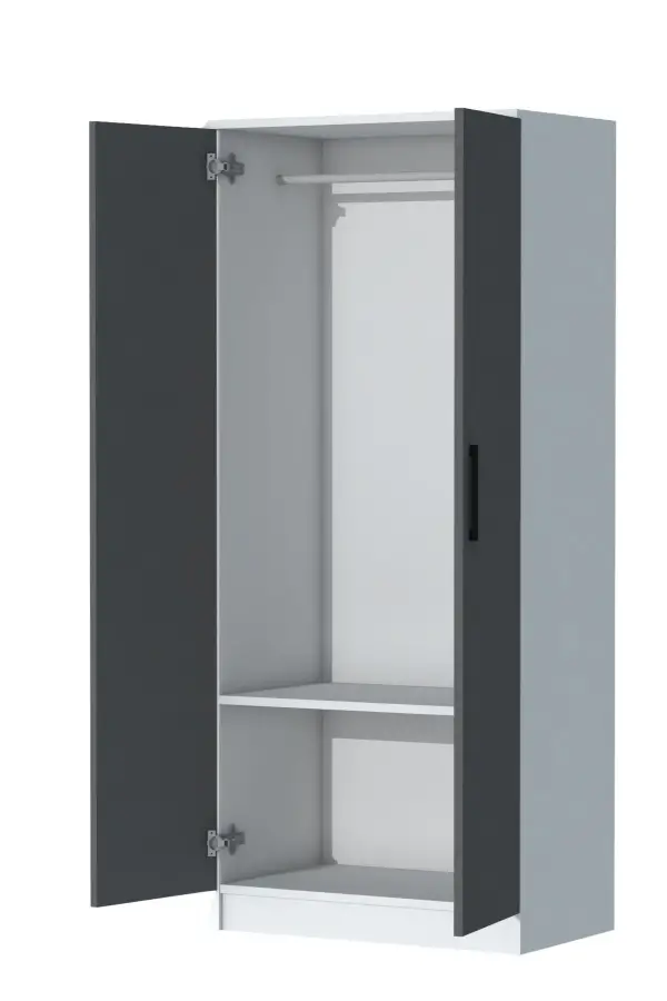 Point 2 Qapılı Geyim Dolabı - Antrasit/Ağ - 6