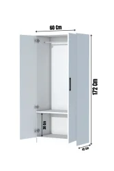 Point 2 Qapılı Geyim Dolabı - Antrasit/Ağ - 7