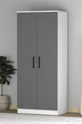 Point 2 Qapılı Geyim Dolabı - Antrasit/Ağ - Decoroom Collection (1)