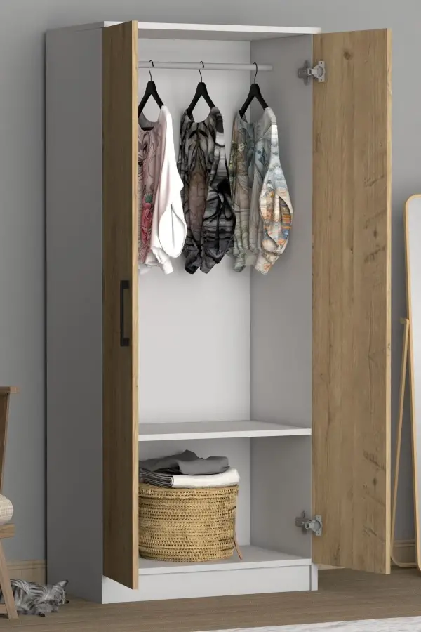 Point 2 Qapılı Geyim Dolabı - Meşə/Ağ - 4