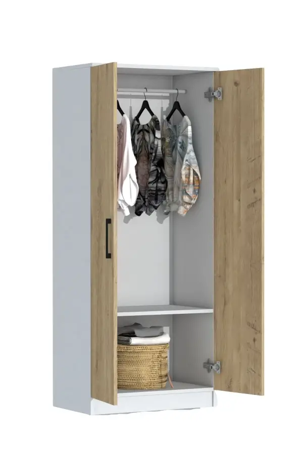 Point 2 Qapılı Geyim Dolabı - Meşə/Ağ - 5