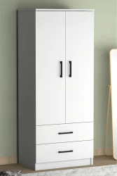 Point 2 Qapılı və Siyirtməli Geyim Dolabı - Ağ - 3