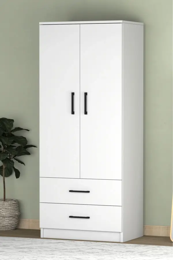 Point 2 Qapılı və Siyirtməli Geyim Dolabı - Ağ - 2