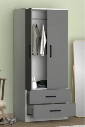 Point 2 Qapılı və Siyirtməli Geyim Dolabı - Antrasit/Ağ - 3