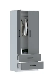 Point 2 Qapılı və Siyirtməli Geyim Dolabı - Antrasit/Ağ - 5