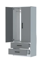 Point 2 Qapılı və Siyirtməli Geyim Dolabı - Antrasit/Ağ - 6