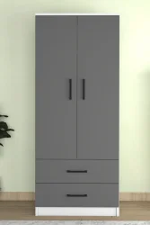 Point 2 Qapılı və Siyirtməli Geyim Dolabı - Antrasit/Ağ - 1