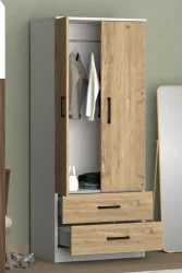 Point 2 Qapılı və Siyirtməli Geyim Dolabı - Meşə/Ağ - 4