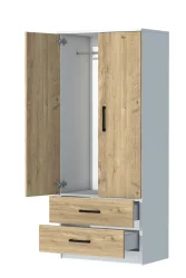 Point 2 Qapılı və Siyirtməli Geyim Dolabı - Meşə/Ağ - 6