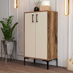 Prag Ayaqqabı Dolabı - Cəviz / Krem - Modev