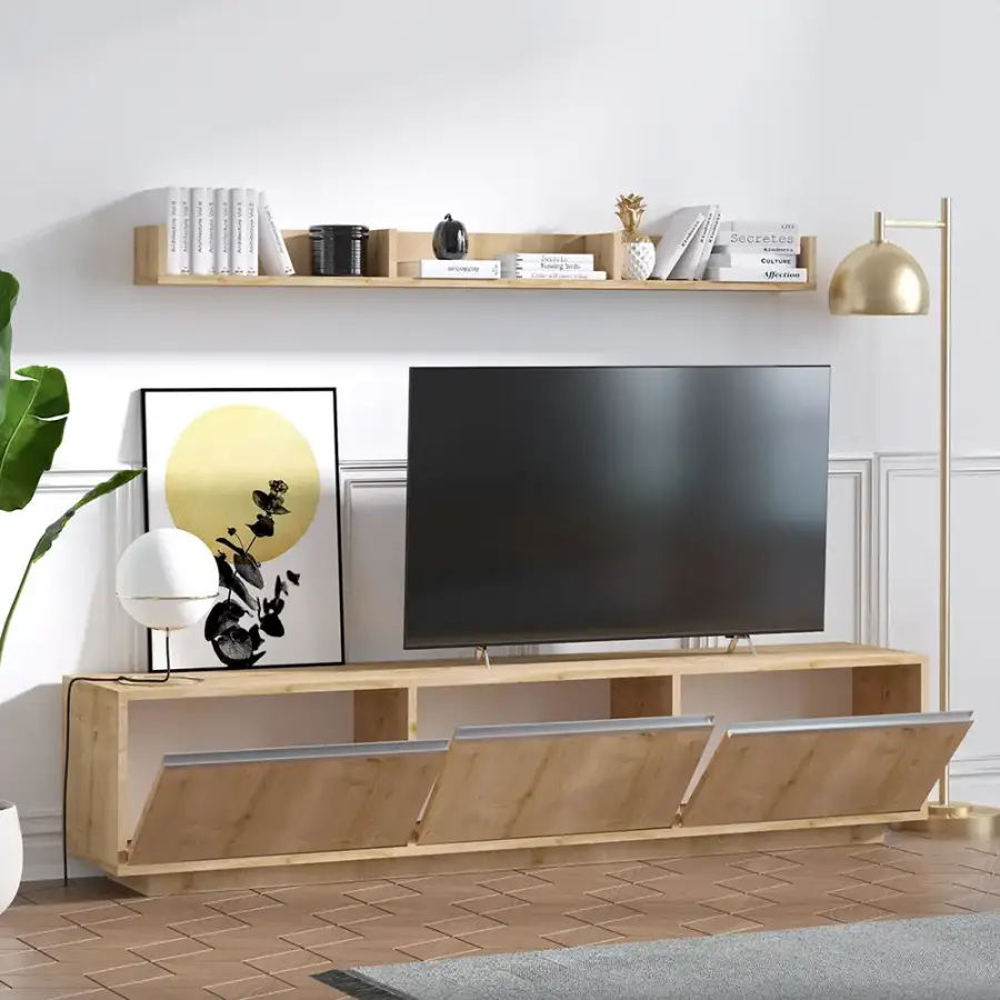 Prag Divar Rəfli Tv Stend - Meşə - 2