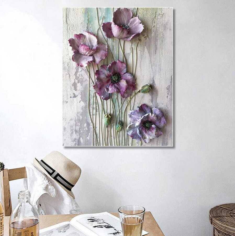 Purple Flower Art Kətan Tablo - 2