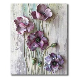 Purple Flower Art Kətan Tablo - 3