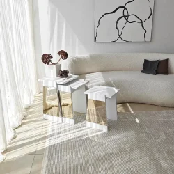 Queen 3'lü Zigon Sehpa - Ağ/Bronz Güzgü - Neohome (1)