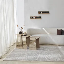 Queen 3'lü Zigon Sehpa - Krem/Bronz Güzgü - 2