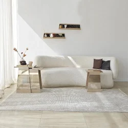 Queen 3'lü Zigon Sehpa - Krem/Bronz Güzgü - 4