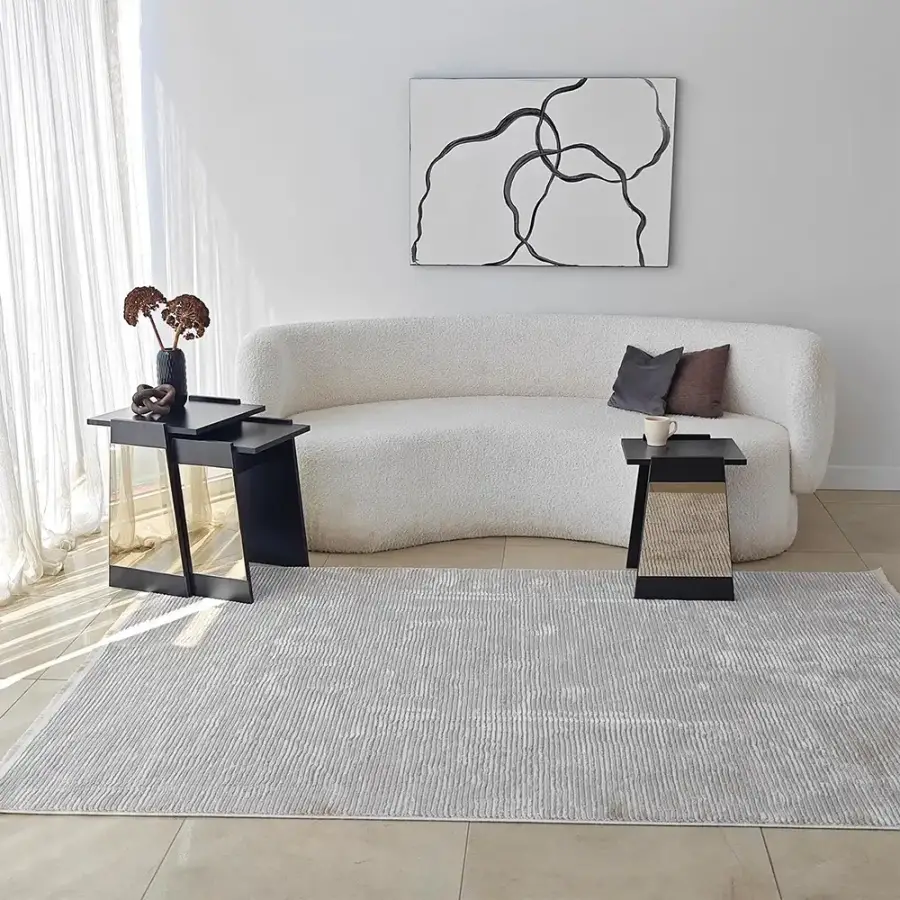 Queen 3'lü Zigon Sehpa - Qara/Bronz Güzgü - 6