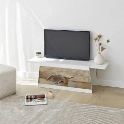 Queen Güzgülü Tv Stend 120cm - Ağ/Bronz Güzgü - 4