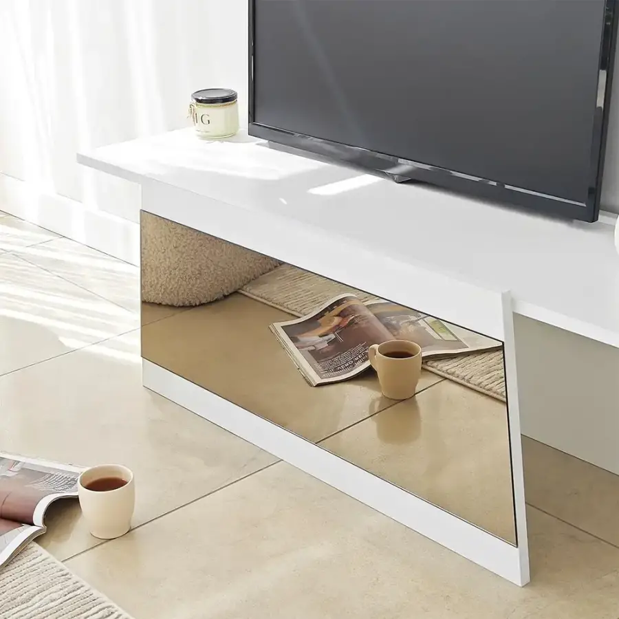 Queen Güzgülü Tv Stend 120cm - Ağ/Bronz Güzgü - 5