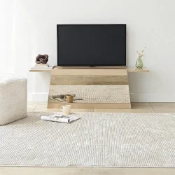 Queen Güzgülü Tv Stend 120cm - Krem/Bronz Güzgü 